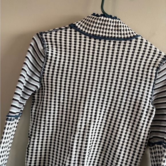 Free People - We the Free Cropped Turtleneck sweater Black White Blue XS - Picture 3 of 5